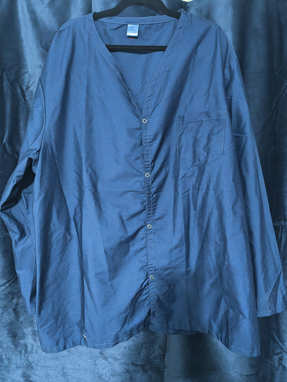 Navy Button-Front Lightweight Medical Smock Shirt Dark Navy 3XL